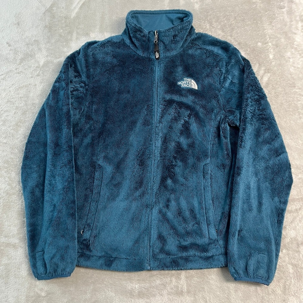 The North Face Osito Fleece Jacket Womens Medium Teal Blue Full Zip Soft EUC